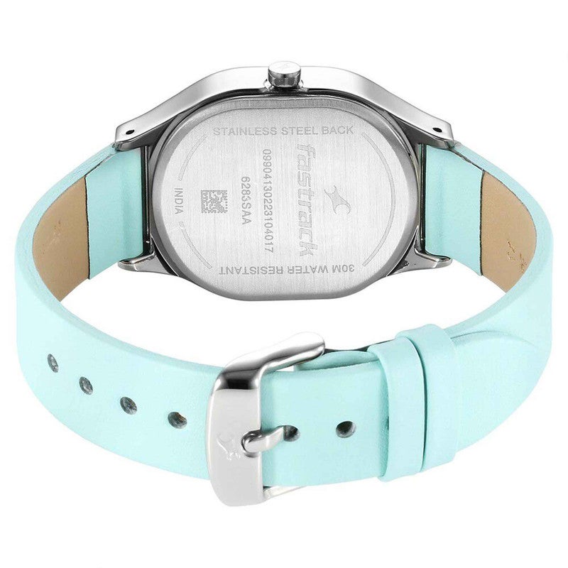 fastrack ساعة أنالوج للنساء بقرص أزرق وحزام جلد أنيق بأسلوب معاصر 6283SL01 - Image 5
