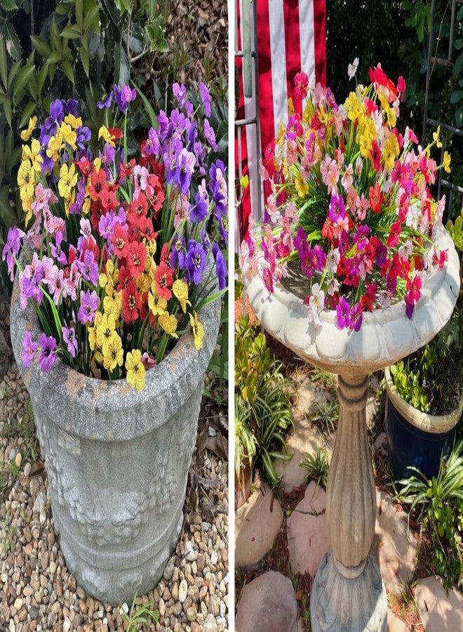 DOMMARE 12 Bundles Artificial Flowers Fake Faux Plant for Outdoors, Colorful Uv Resistant Silk Pink Flowers Daisies Decoration for Vase Indoors Gardens Wedding Window Boxes Summer Home Grave Decor - Image 3