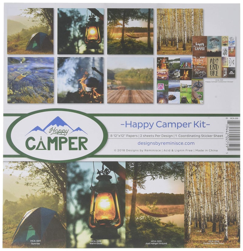 Reminisce REMBC Happy Camper Scrapbook Collection Kit Multi Color Palette