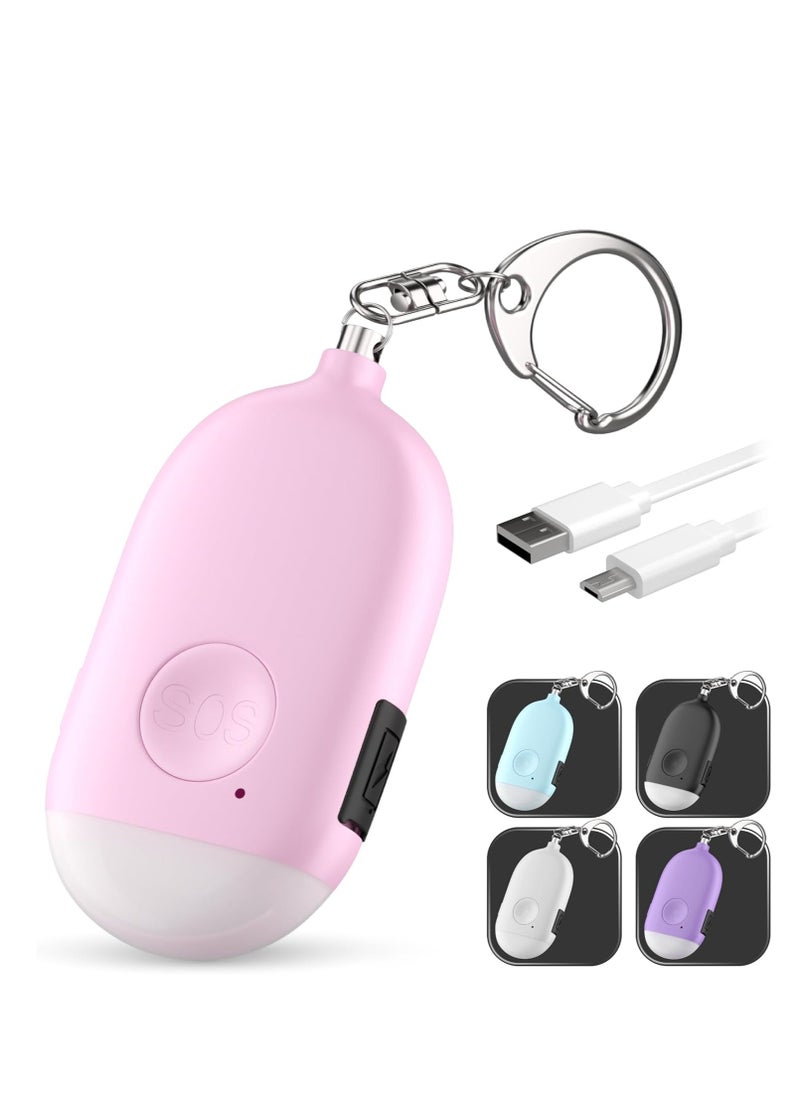 Bukela Rechargeable Self Defense Keychain Alarm – 130 dB Loud Emergency Personal Siren Ring with LED Light – SOS Safety Alert Device Key Chain for Women, Kids, Elderly, and Joggers (Pink)  - Image 1