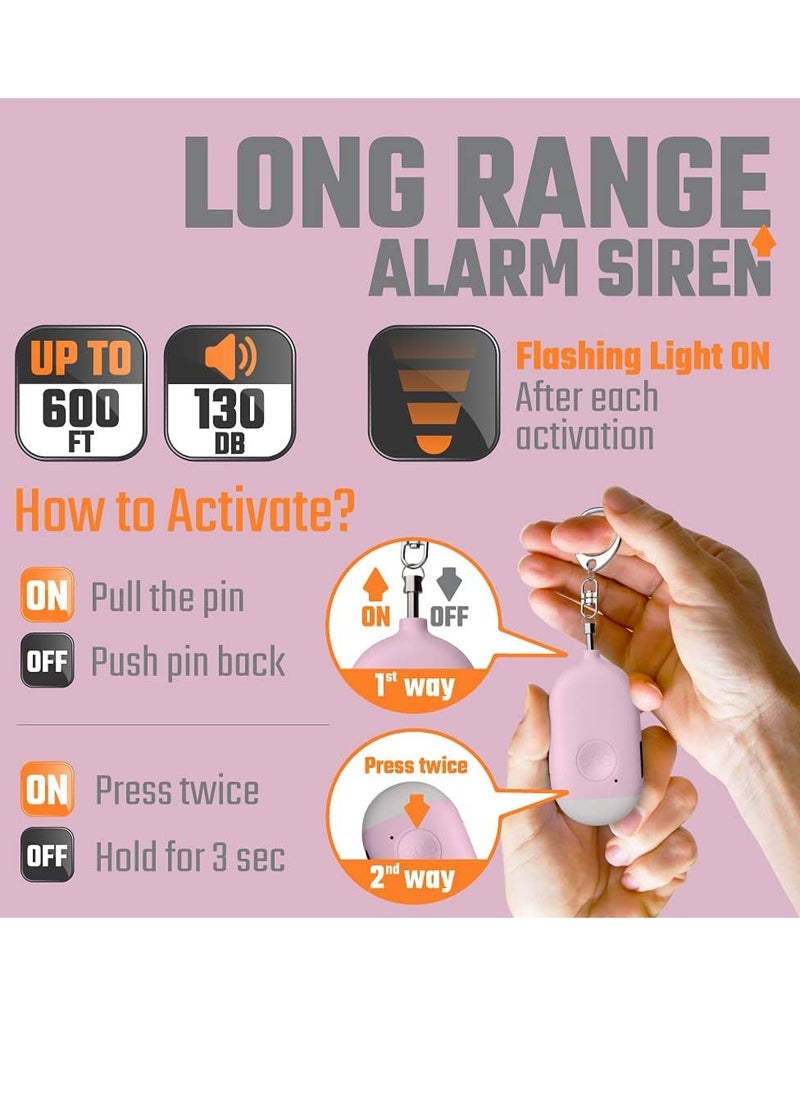 Bukela Rechargeable Self Defense Keychain Alarm – 130 dB Loud Emergency Personal Siren Ring with LED Light – SOS Safety Alert Device Key Chain for Women, Kids, Elderly, and Joggers (Pink)  - Image 2