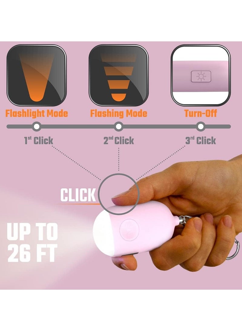 Bukela Rechargeable Self Defense Keychain Alarm – 130 dB Loud Emergency Personal Siren Ring with LED Light – SOS Safety Alert Device Key Chain for Women, Kids, Elderly, and Joggers (Pink)  - Image 4