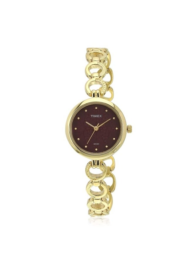 TIMEX Classics Analog Watch for Women with Purple Round Dial & Gold Brass Bracelet Band Water Resistant Women's Wrist Watches - TWEL11415 - Image 1