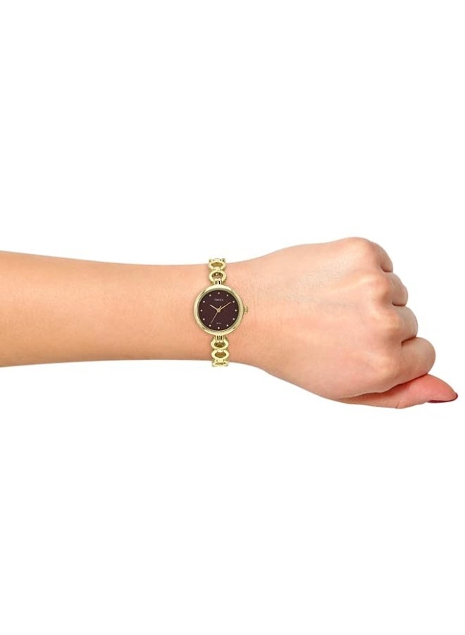 TIMEX Classics Analog Watch for Women with Purple Round Dial & Gold Brass Bracelet Band Water Resistant Women's Wrist Watches - TWEL11415 - Image 3