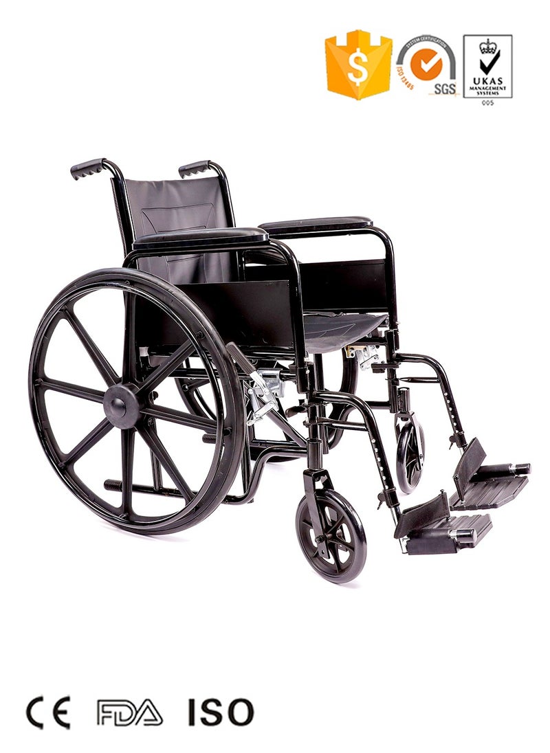 Top Medi Heavy Duty Steel Manual Wheelchair Foldable Comfortable  - Image 1