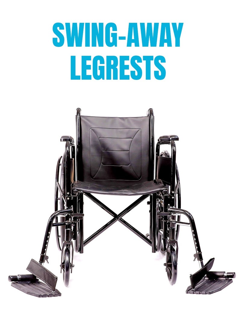 Top Medi Heavy Duty Steel Manual Wheelchair Foldable Comfortable  - Image 2