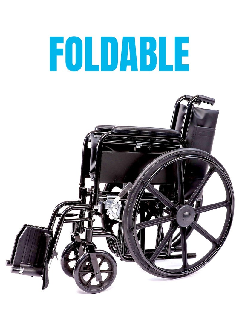 Top Medi Heavy Duty Steel Manual Wheelchair Foldable Comfortable  - Image 3