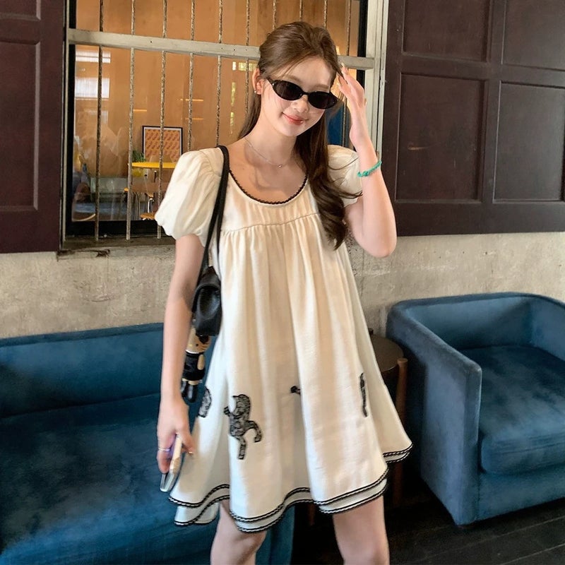 Women's Lace Embroidered Short Lyocell Dress - Image 4