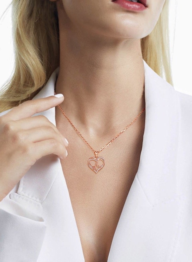 INFUSEU A Necklace Initial for Women Letter A Jewelry Rose Gold Heart Pendant Alphabet Capital Monogram Gift Teen Adolescent Teenager Young Girlfriend Mom Wife Dainty Trendy Cute - Image 4