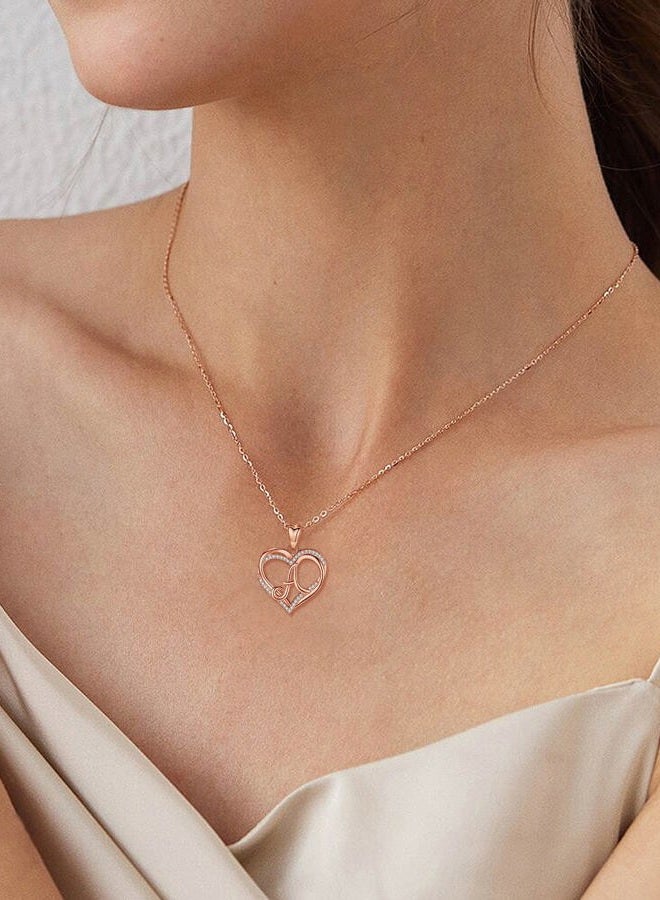 INFUSEU A Necklace Initial for Women Letter A Jewelry Rose Gold Heart Pendant Alphabet Capital Monogram Gift Teen Adolescent Teenager Young Girlfriend Mom Wife Dainty Trendy Cute - Image 5