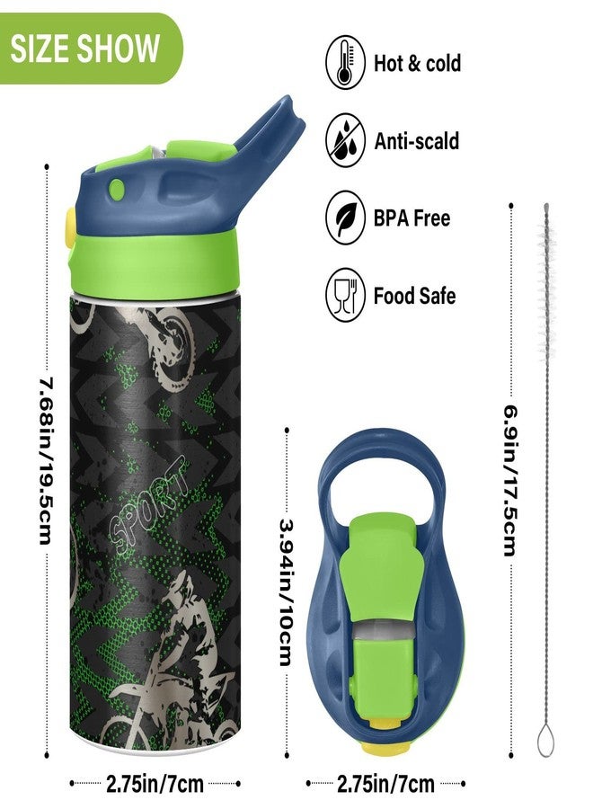 SDMKA Kids Water Bottle - 12 Oz Insulated Stainless Steel Water Bottles with Straw Lid for Girls/Boys, Leak Proof, BPA Free (Camouflage Motocross Riding) - Image 3
