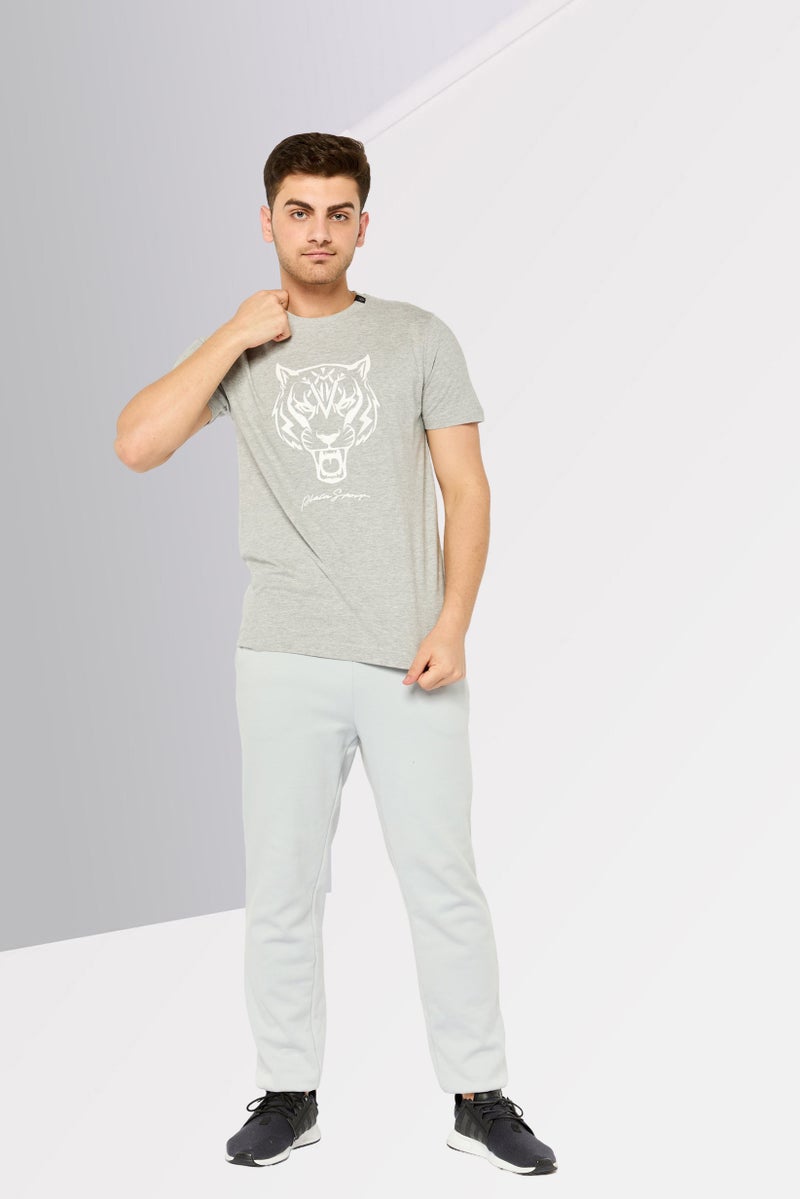 PHILIPP PLEIN تي شيرت رياضي للرجال بأكمام قصيرة، خارجي، رمادي - Image 2