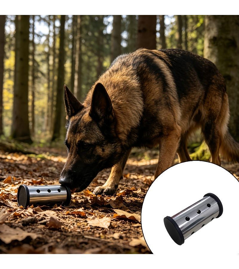 1pc Durable Stainless Steel Dog Sniff Training Jar With Perforated Lid For Pet Nose Games - Image 1