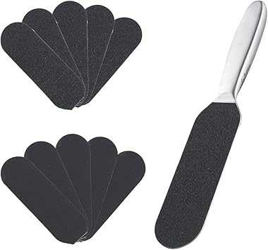Lifestan Pedicure Foot File and Callus Remover for Hard Skin Professional Stainless Steel Foot Rasp File with Ten Free Refill Grits DoubleSided Replacement Pads Easy Feet Scrubber for Bath Pedicure Salon - Image 1