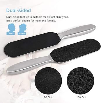 Lifestan Pedicure Foot File and Callus Remover for Hard Skin Professional Stainless Steel Foot Rasp File with Ten Free Refill Grits DoubleSided Replacement Pads Easy Feet Scrubber for Bath Pedicure Salon - Image 5