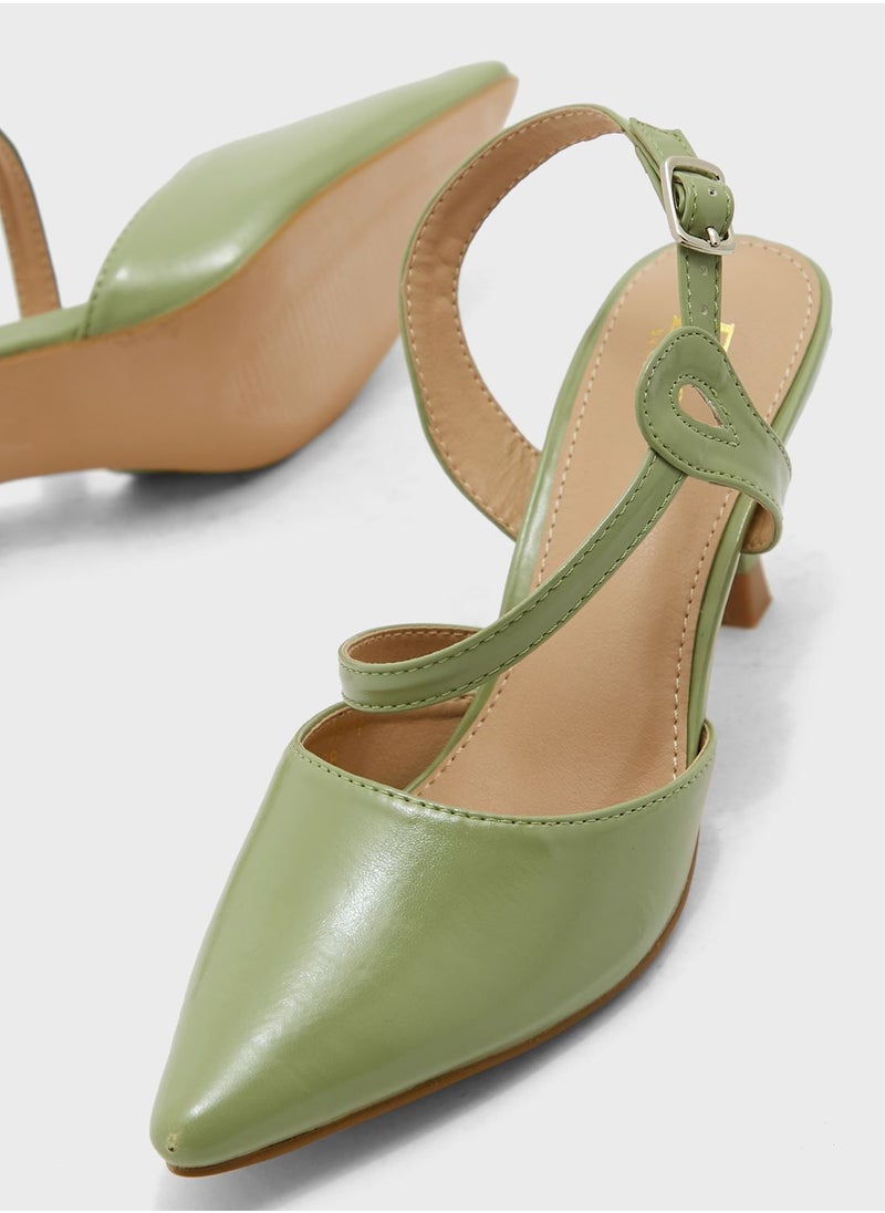 ELLA - Shiny Asymetric Strap Pointed Pump - Image 1