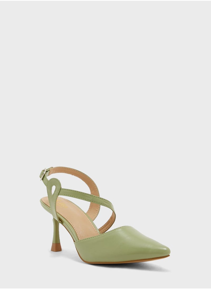 ELLA - Shiny Asymetric Strap Pointed Pump - Image 1
