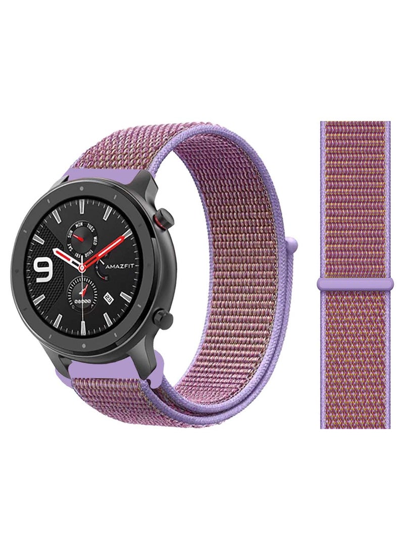 Perfii Nylon Loop Replacement Band 22mm for Amazfit GTR 47mm Lilac