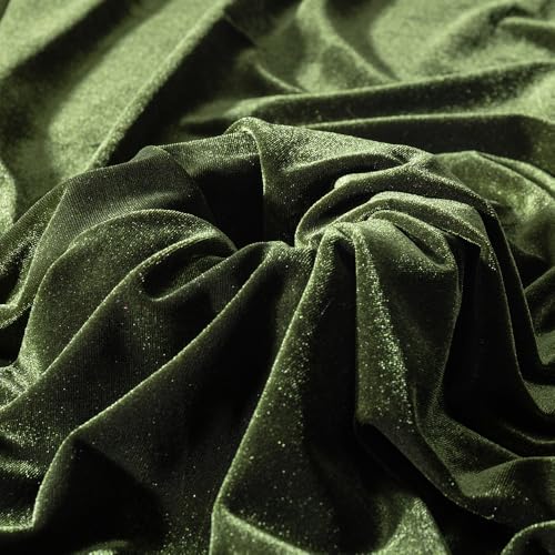 MaiMaiSuan Dark Olive Green Velvet Fabric, 60" Wide Soft Stretchy Velvet Upholstery Fabric, 1 Yard Velvet Material for Upholstery Sofa Chair Cover DIY Sewing Costume Craft Curtain - Image 1