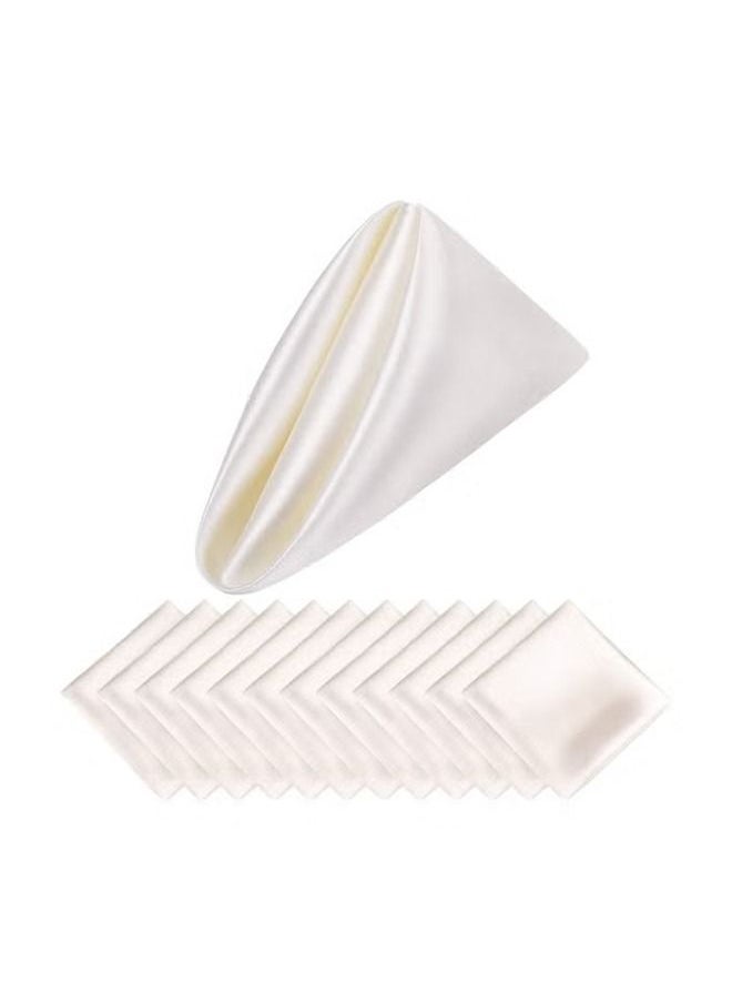 Ant Satin Napkins, Square Table Napkins, 10 Pcs 17x17" Soft Dinner Napkins Elegant Silk Napkins for Dinner Wedding Parties, Soft Smooth Fabric Washable Napkins for Parties, Weddings and Dinners (Ivory)  - Image 1