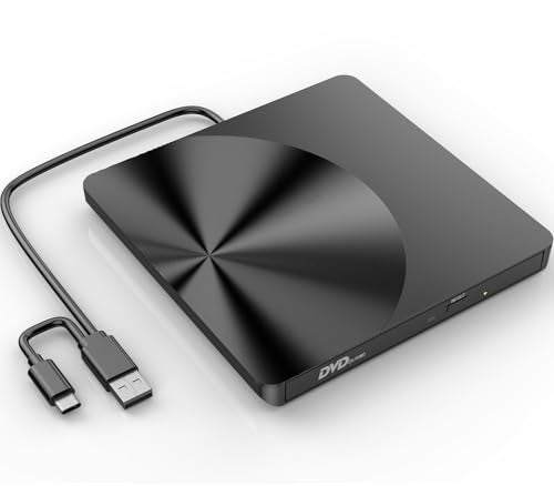 BRIGHTSHOW Portable External CD/DVD Drive, USB 3.0 & USB C CD Burner +/-RW RW Burner CD ROM Reader Writer Disk Duplicator Optical Drive for Laptop Desktop PC Windows 11/10/8/7 Apple Mac Pro MacBook Mac Linux - Image 1