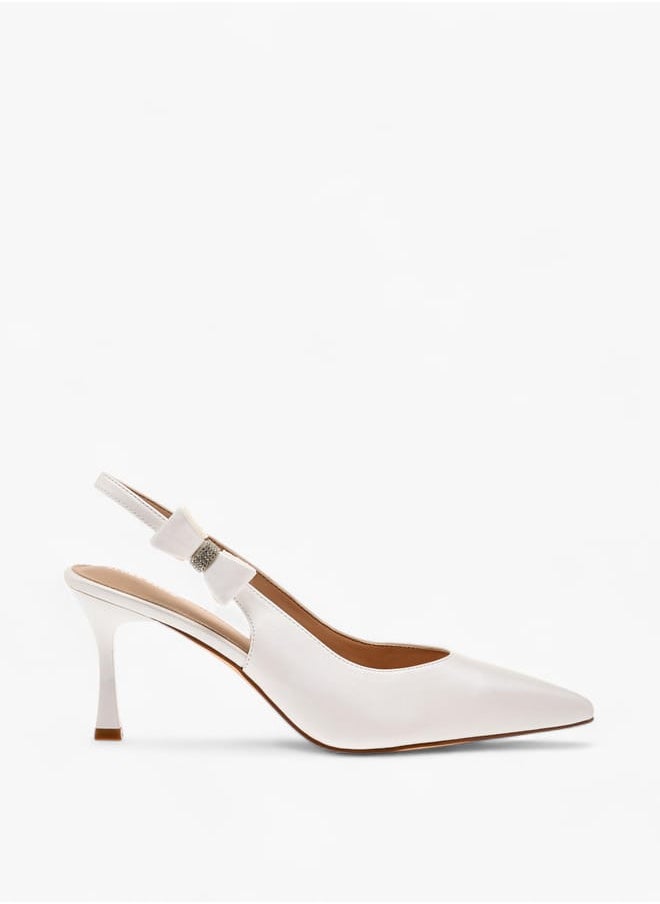 Flora Bella By Shoexpress Women Bow Accent Slingback Shoes with Flared Heels Ramadan Collection  - Image 3