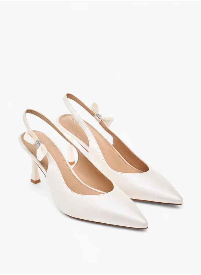 Flora Bella By Shoexpress Women Bow Accent Slingback Shoes with Flared Heels Ramadan Collection