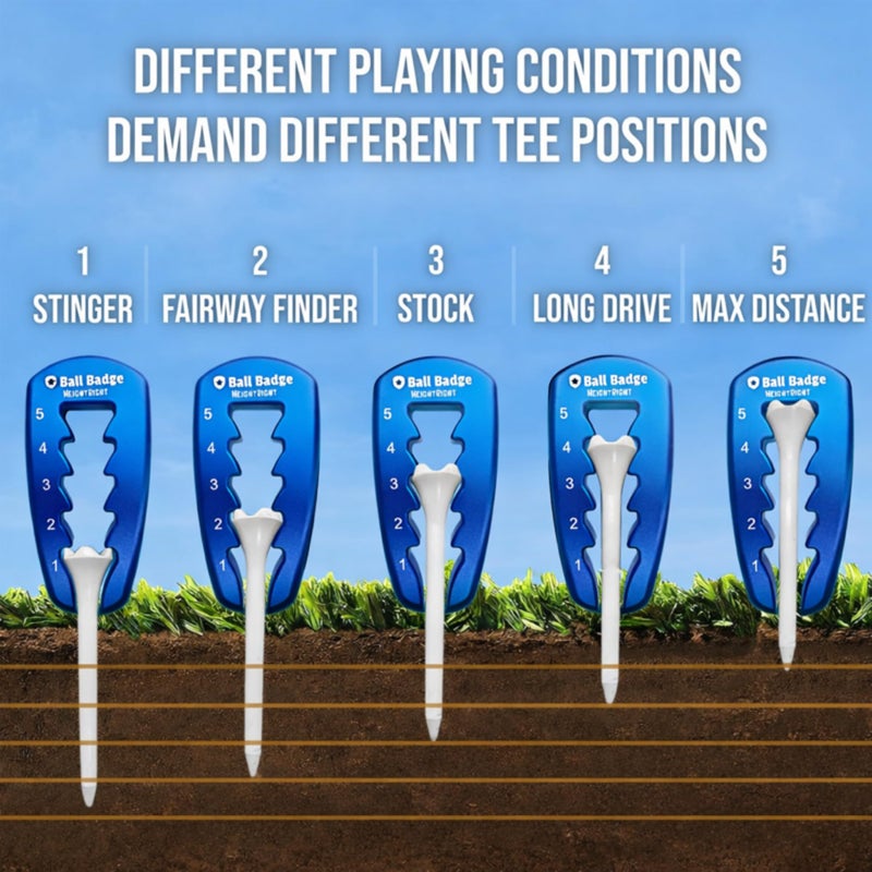 HODL 21 Ball Badge HeightRight Adjustable Golf Tee Height Tool â€“ Precision Tee Height Setter for Consistent Swings, Durable Aluminum Design, Easy-to-Use Golf Training Aid (Blue) - Image 4