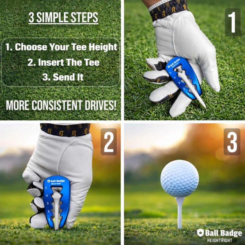 HODL 21 Ball Badge HeightRight Adjustable Golf Tee Height Tool â€“ Precision Tee Height Setter for Consistent Swings, Durable Aluminum Design, Easy-to-Use Golf Training Aid (Blue) - Image 5