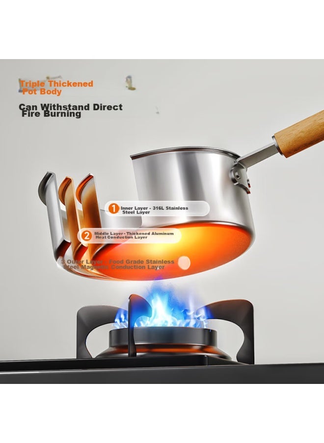 Joyoung Milk Pot, Baby Food Pot, 316l Stainless Steel, Noodle And Milk Pot, 18cm, Suitable For Gas And Induction Stoves, Small Soup Pot With Steamer Insert - Image 4