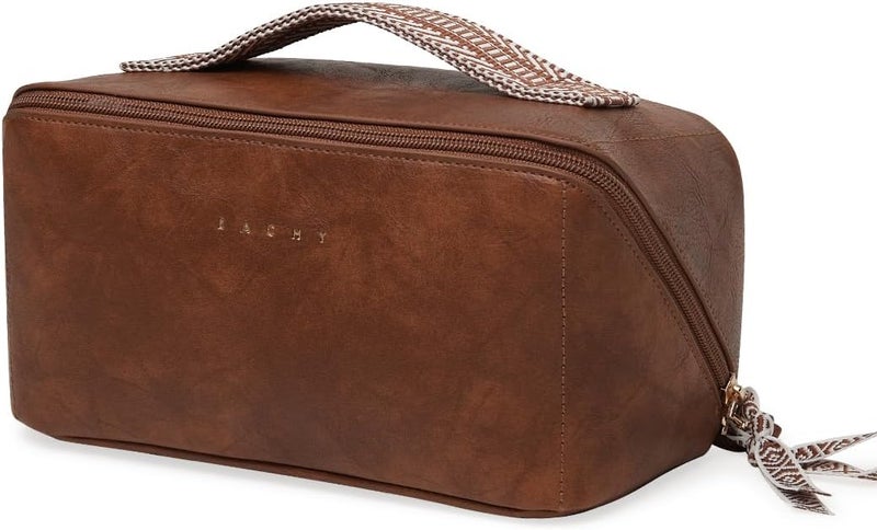 EACHY Travel Makeup Bag,Large Capacity Cosmetic Bags for Women,Waterproof Portable Pouch Open Flat Toiletry Bag Pattern Makeup Bag - Image 1