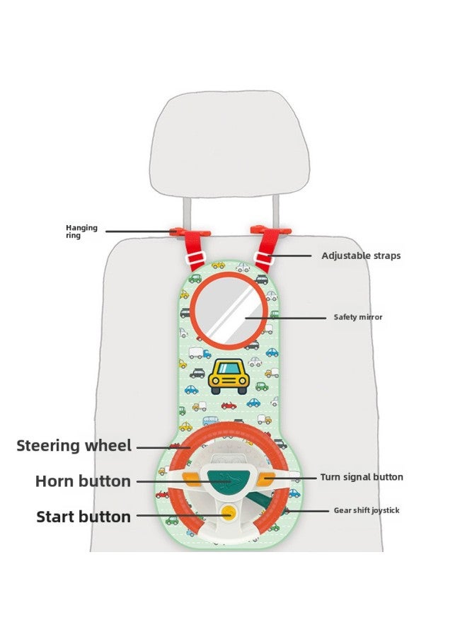 Children's Simulation Steering Wheel Toy Car Rear Seat Infant Educational Baby Children's Early Education Toy-Color:Frog-cartoon Steering Wheel - Image 4