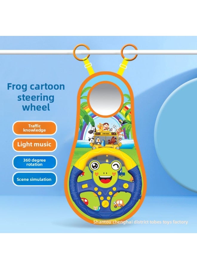 Children's Simulation Steering Wheel Toy Car Rear Seat Infant Educational Baby Children's Early Education Toy-Color:Frog-cartoon Steering Wheel - Image 1