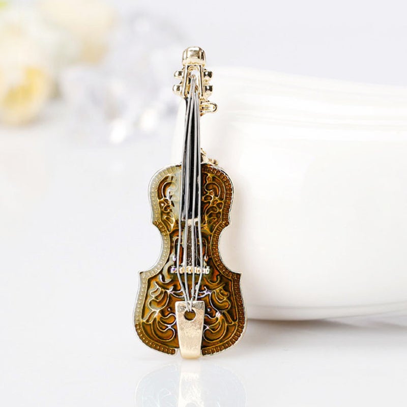 Mini Violin Brooch: Brown Alloy, Eye Catching Elegant Design - Unique Vintage Exquisite Pin for Holiday Gifting, Music Lovers, Daughters, Moms And Friends - Image 4