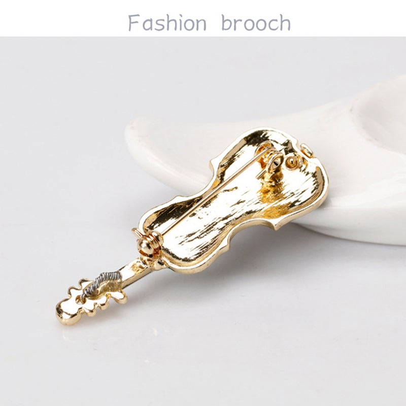 Mini Violin Brooch: Brown Alloy, Eye Catching Elegant Design - Unique Vintage Exquisite Pin for Holiday Gifting, Music Lovers, Daughters, Moms And Friends - Image 2