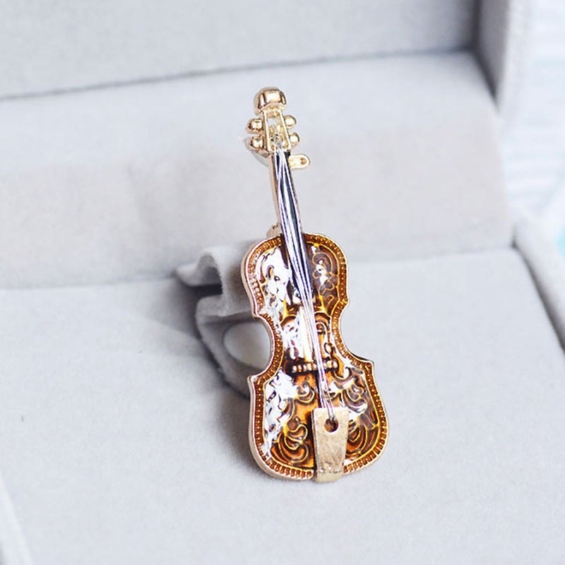 Mini Violin Brooch: Brown Alloy, Eye Catching Elegant Design - Unique Vintage Exquisite Pin for Holiday Gifting, Music Lovers, Daughters, Moms And Friends - Image 3