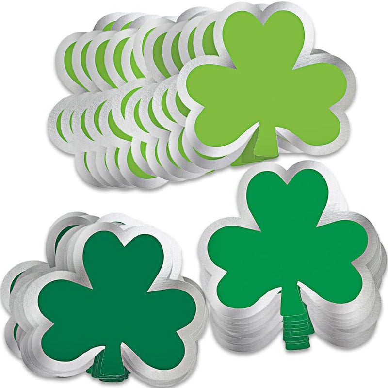 Amscan St Patricks Day Glitter Mini Cutouts  25 Pack Of 50  Green Decorative Paper Accents For Festive Celebrations