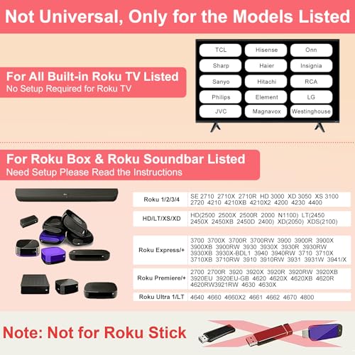 Maozhren (Pack of 2) Remote Compatible with Roku Players and Roku TV Remote, for Roku Box 1 2 3 4,Roku Express/+, Premiere/+, Ultra and TCL Hisense Onn Element Philips Roku TV with Anti-Lost Case - Image 2