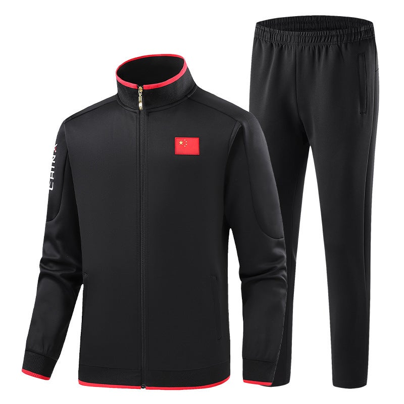 National Fashion Sports And Leisure Suit Men'S Coat Stand Collar Straight Pants Couple Sweater Men'S Pass Code Group Training Clothes - Image 1