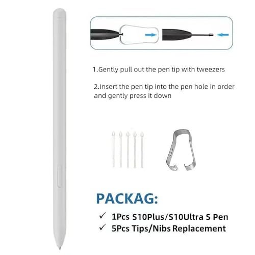 Bimahoo Tab S10+ Plus/S10 Ultra S Pen Compatible with Samsung Galaxy Tab S10+ Plus | Tab S10 Ultra All Versions,Tab S10 Stylus Pen WithBluetooth, 4,096 Pressure Levels with 5pcs Tips (Silver) - Image 4