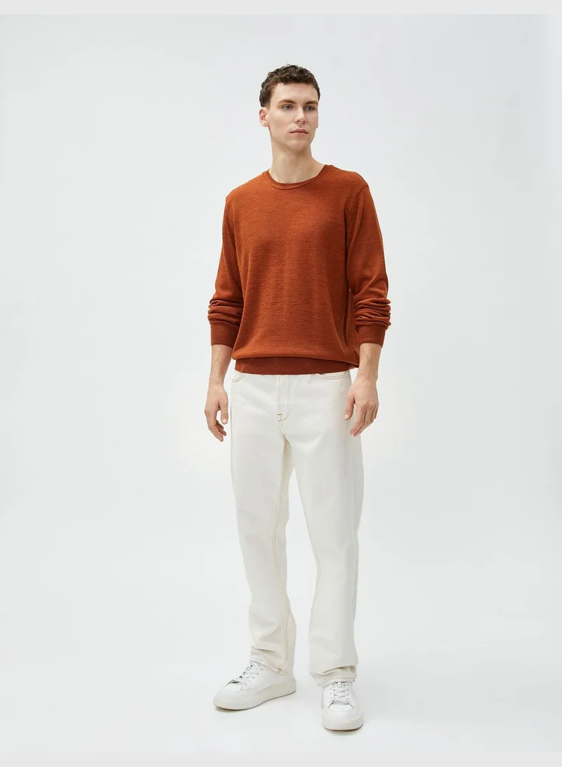 KOTON Basic Knitwear Sweater Crew Neck Slim Fit Long Sleeve