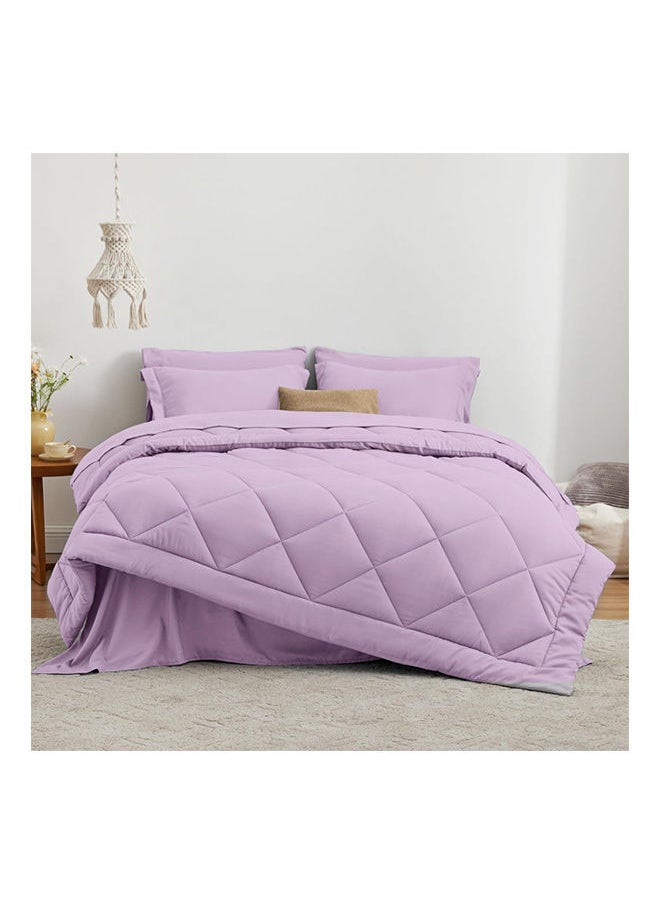 SIGNOOLA - Signoola Diamond Microfiber Heavy Comforter, 3.5 kg ,Set of 4 Piece (1 Comforter Blanket , 2 Pillow Cases , 1 Fitted sheet ), (180 cm x 240 cm), Super Soft Double Bed Blanket for Winter Mauve Color - Image 1