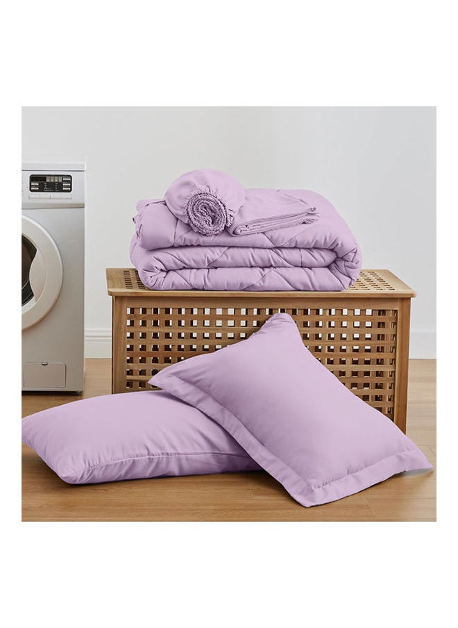 SIGNOOLA - Signoola Diamond Microfiber Heavy Comforter, 3.5 kg ,Set of 4 Piece (1 Comforter Blanket , 2 Pillow Cases , 1 Fitted sheet ), (180 cm x 240 cm), Super Soft Double Bed Blanket for Winter Mauve Color - Image 1
