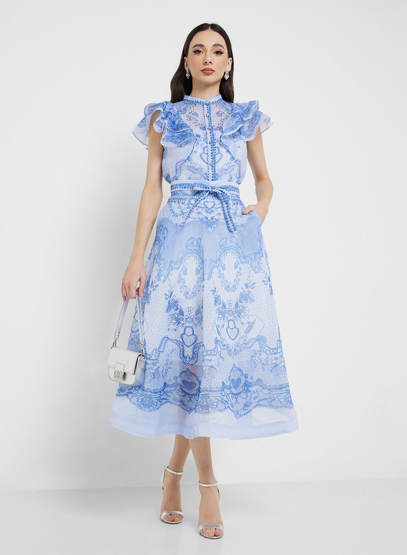 ايلا طقم بلوزة وتنورة بطبعة تجريدية - Image 1