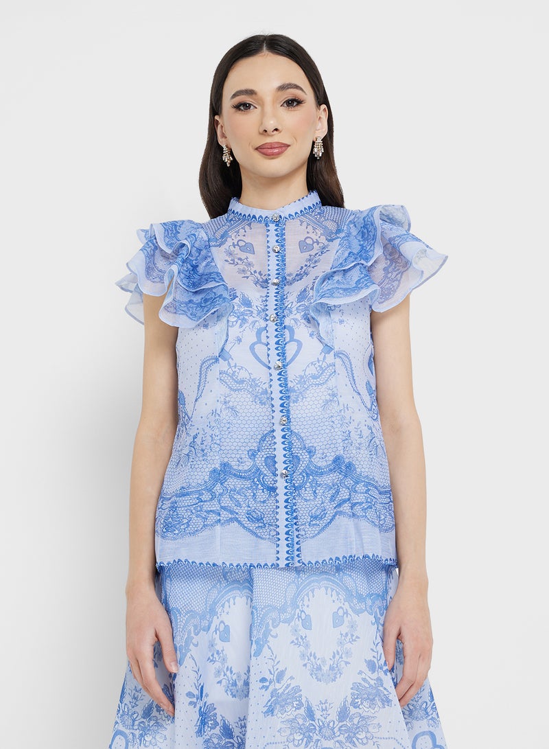 ايلا طقم بلوزة وتنورة بطبعة تجريدية - Image 3