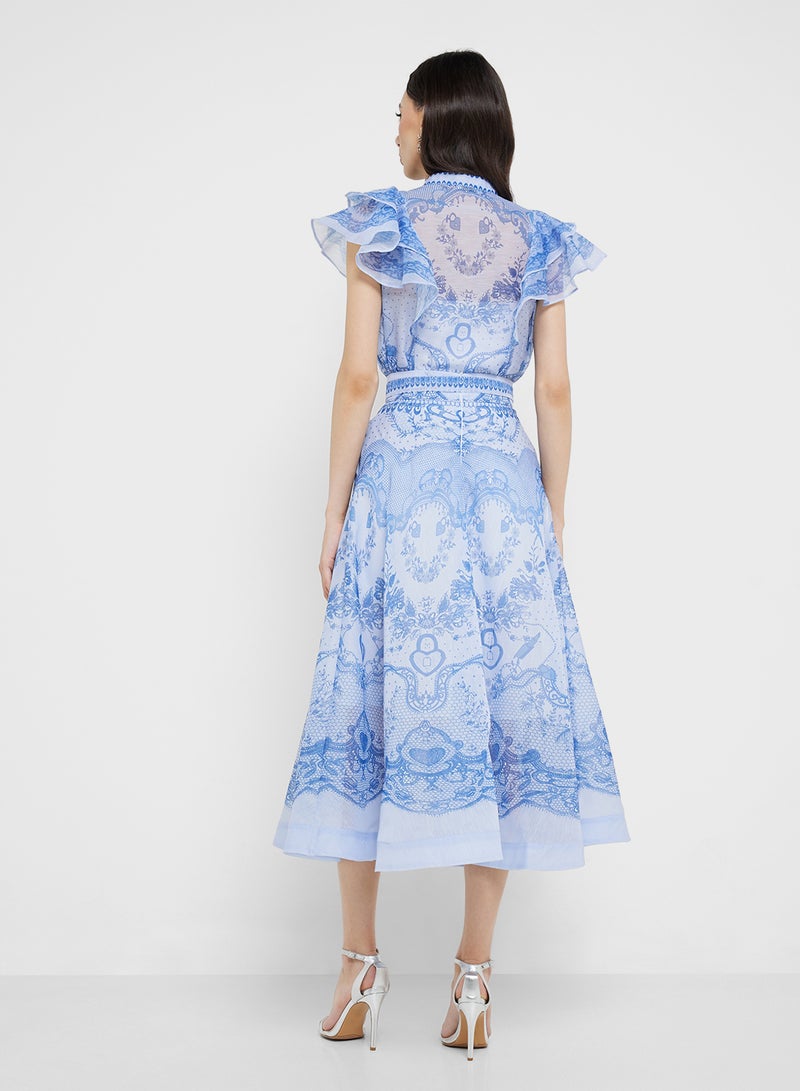 ايلا طقم بلوزة وتنورة بطبعة تجريدية - Image 2