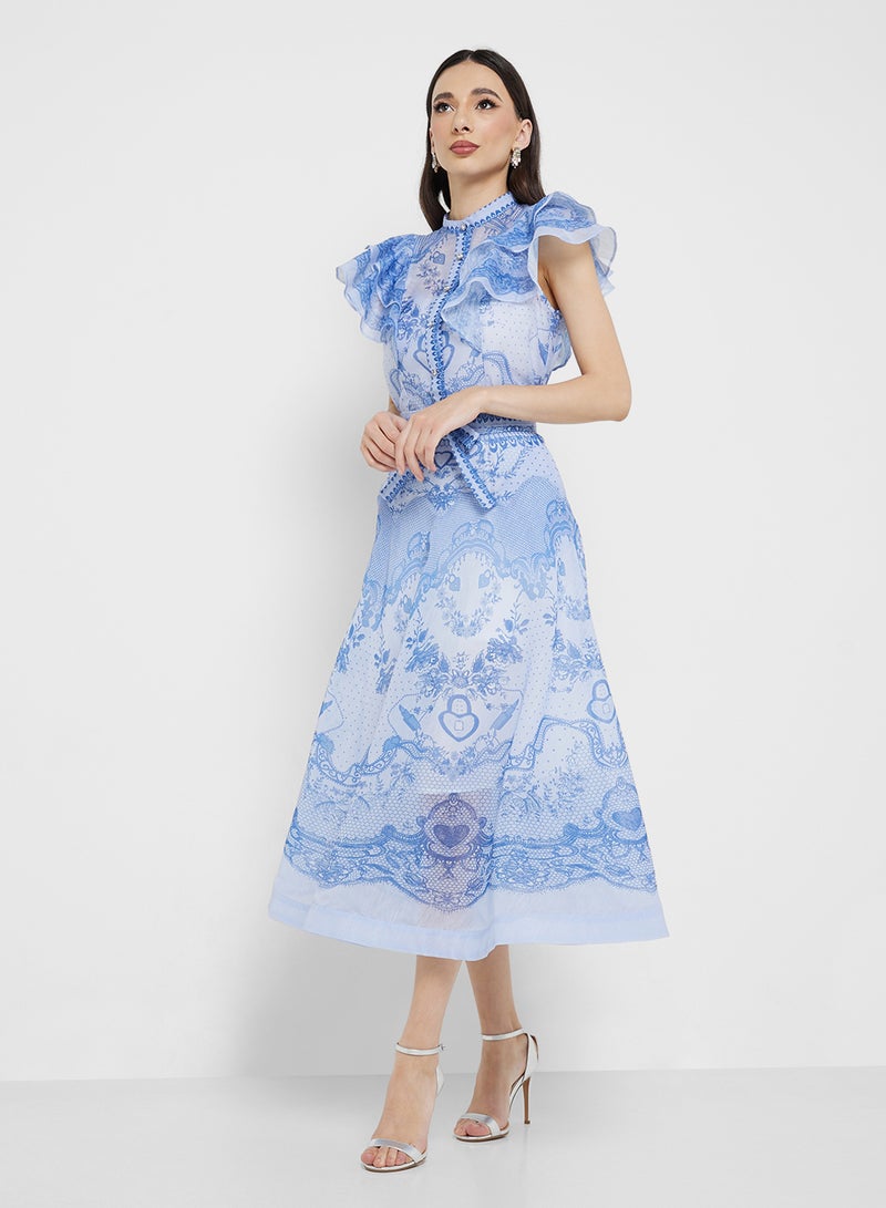 ايلا طقم بلوزة وتنورة بطبعة تجريدية - Image 5