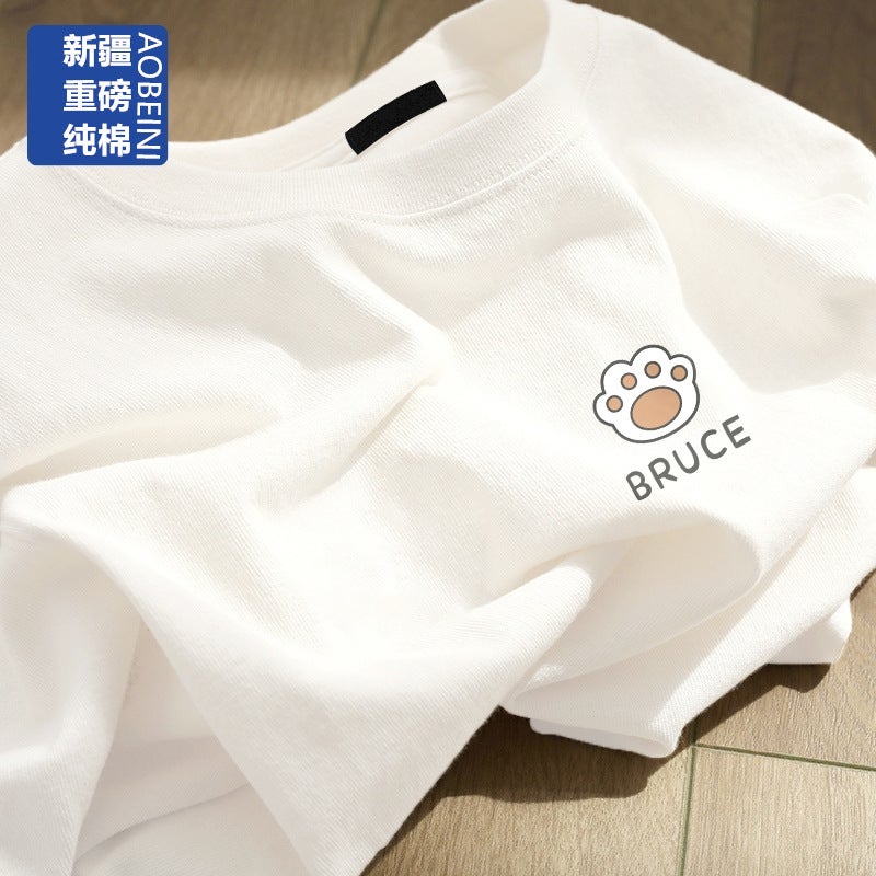 White Short-Sleeved T-Shirt For Women 2024 Slim Large Size Pure Cotton Bottoming Half-Sleeved Top Ins Clothes T-Shirt - Image 2