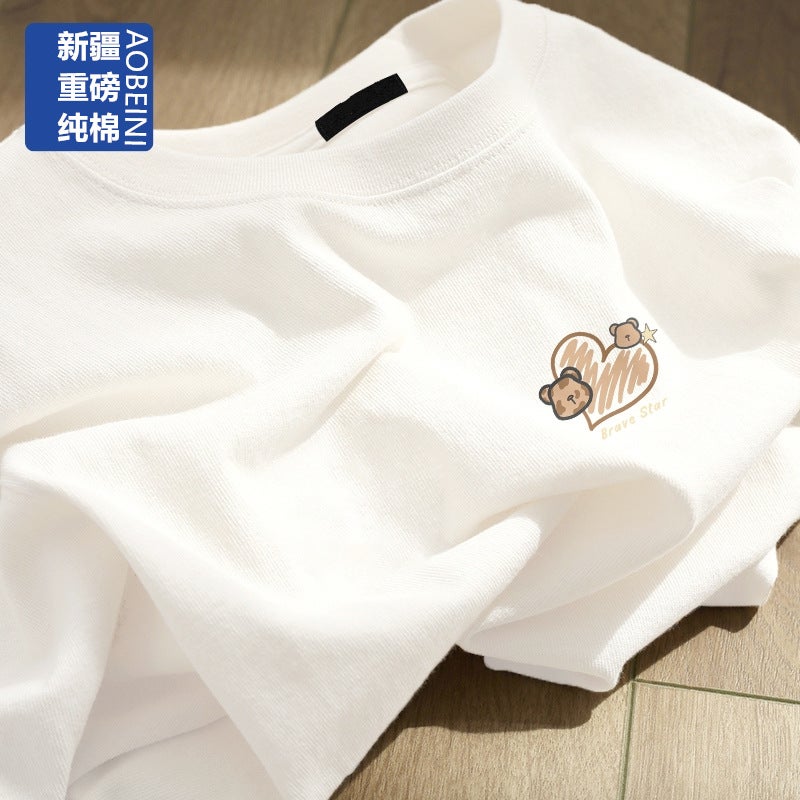 White Short-Sleeved T-Shirt For Women 2024 Slim Large Size Pure Cotton Bottoming Half-Sleeved Top Ins Clothes T-Shirt - Image 3