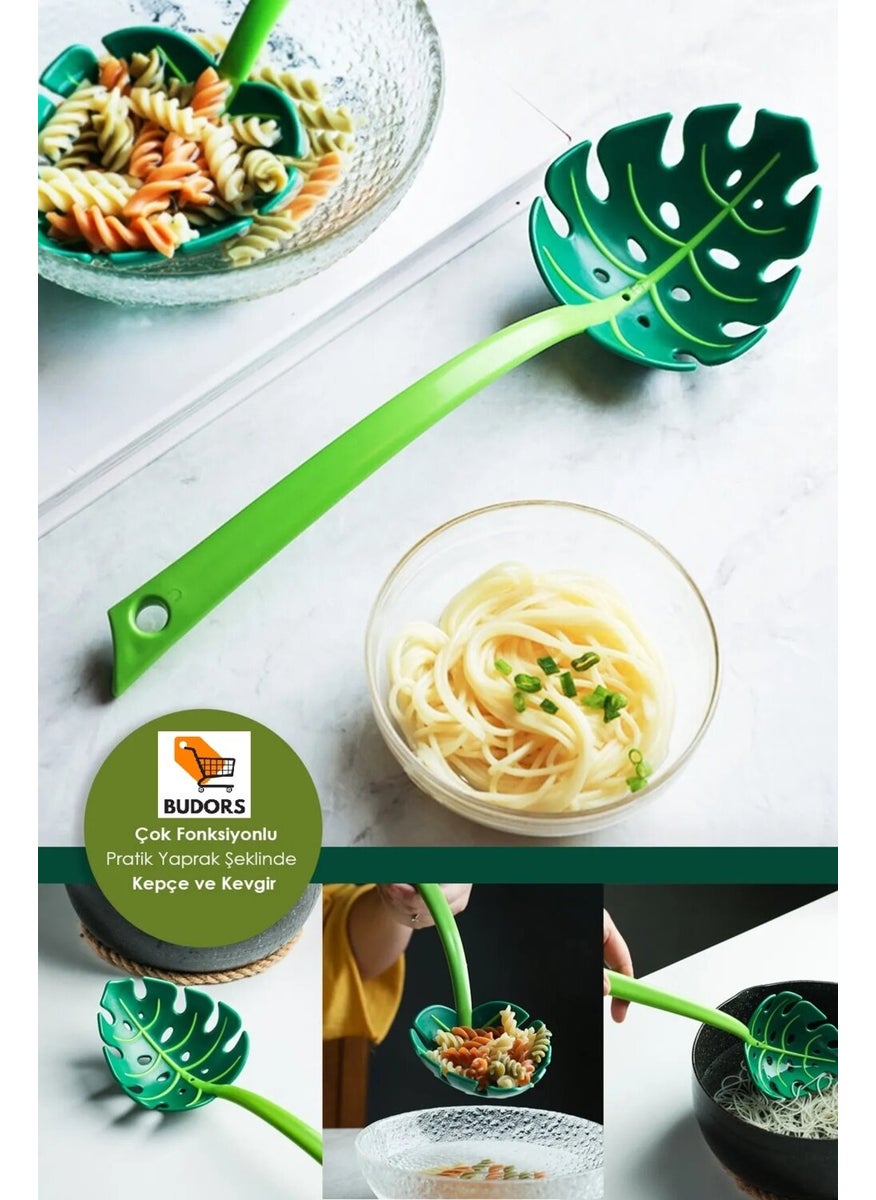 Budors - Practical Multifunctional Leaf Shaped Ladle and Colander Pasta Salad Ladle - 1 Piece - Image 1